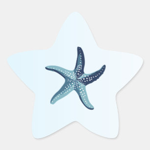 Coastal Romance Blue Watercolor Starfish Wedding Star Sticker