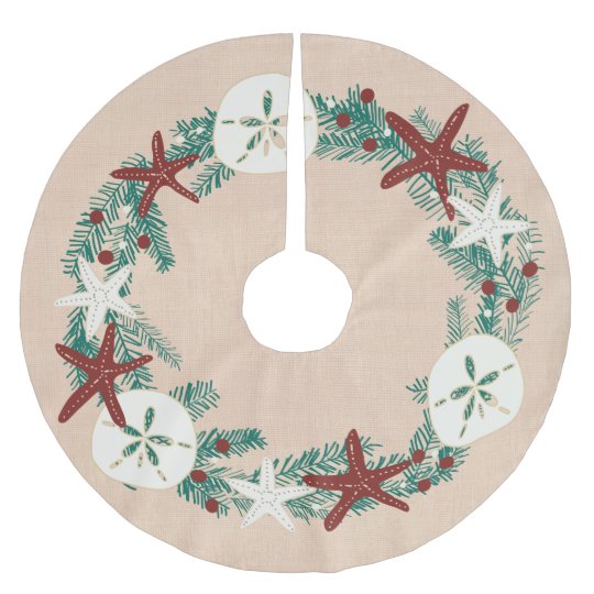 coastal rustic beach christmas holiday starfish brushed polyester tree skirt - Coastal Christmas Tree Skirt coastal rustic beach christmas holiday starfish brushed polyester tree skirt - Coastal Christmas Tree Skirt