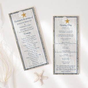 Coastal Rustic Driftwood Sand Dollar Wedding  Program