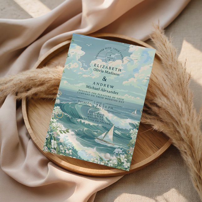 Coastal Sailboat Ocean Wedding Invitation (Creator Uploaded)