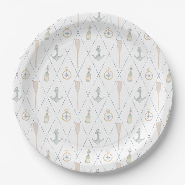 Coastal Sailboat Paper Plates (Front)