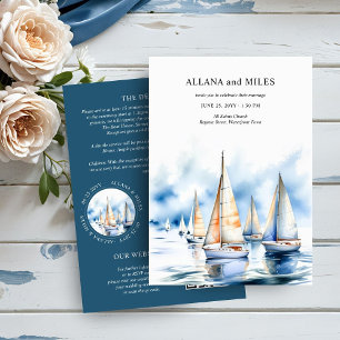 Coastal Sailboat Wedding Details and QR code Invitation