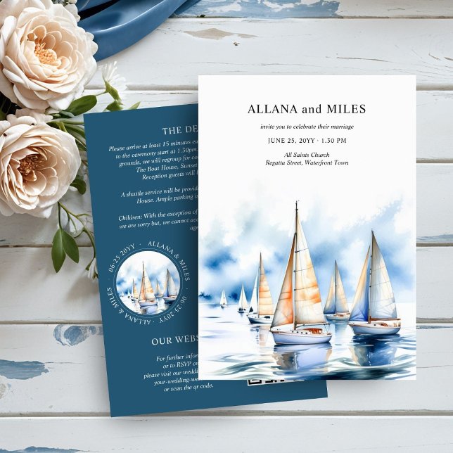 Coastal Sailboat Wedding Details and QR code Invitation (Creator Uploaded)