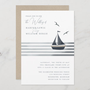 Coastal sailboat wedding invitation