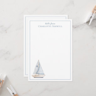 Coastal Sailboat With Blue Stripe Sail Personalize