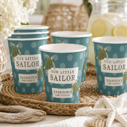 Coastal Sailor First Birthday Paper Cups