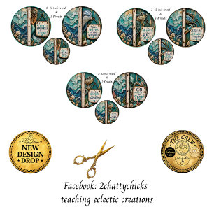 Coastal Saltwater 12 & 8" Rounds Beach Seashells Wrapping Paper Sheets