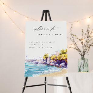 Coastal Sand Beach Rocky Seascape Wedding Welcome Foam Board