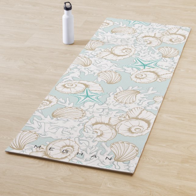 coastal sand beach shells Monogram Yoga Mat (In Situ)