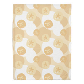 Coastal Sand Dollar Beige White Abstract Pattern Duvet Cover