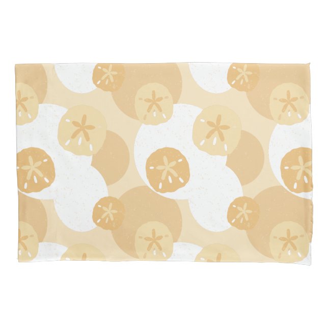 Coastal Sand Dollar Beige White Abstract Pattern Pillow Case (Front)