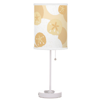 Coastal Sand Dollar Beige White Abstract Pattern Table Lamp