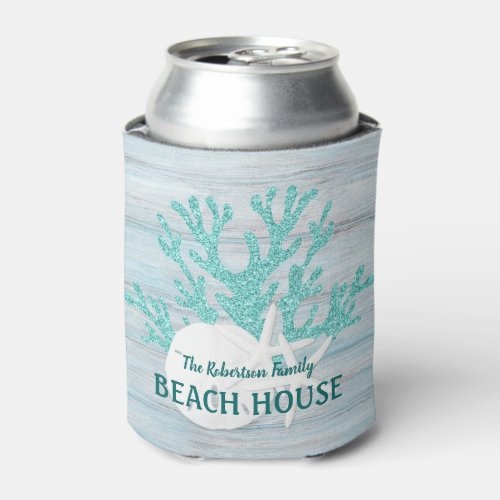 Coastal Sand Dollar Starfish Beach House Can Cooler