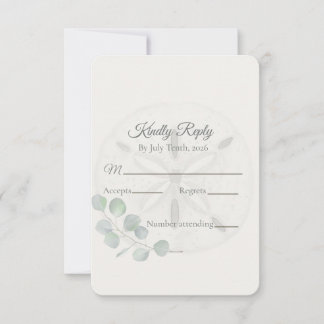 Coastal Sand Dollar Watercolor RSVP Card