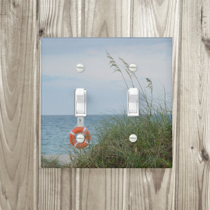 Coastal Sand Dune and Life Ring Beach Seascape Light Switch Cover