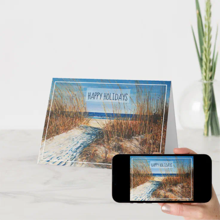 Coastal Sand Dunes Beach Shoreline Holiday Card Zazzle