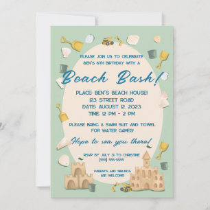 Coastal Sandcastle Beach Birthday Baby Shower Invitation