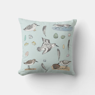 Coastal Sanderling Sandpipers Outdoor Pillow