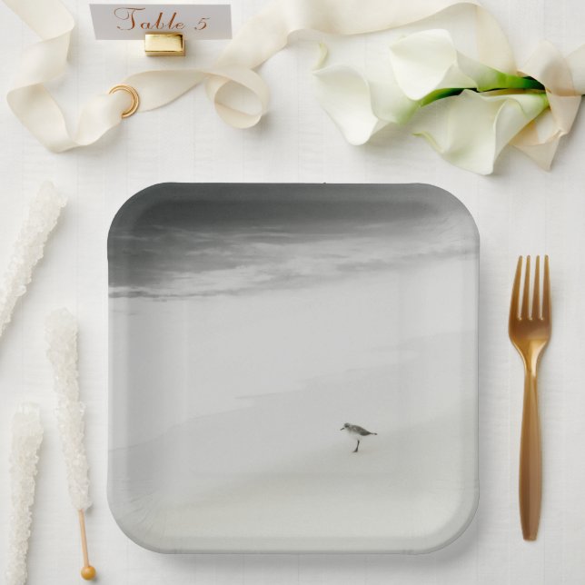 Coastal Sandpiper on the Beach Paper Plates (Wedding)