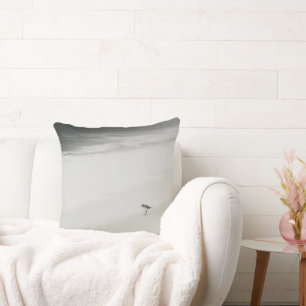 Coastal Sandpiper on the Beach Throw Pillow