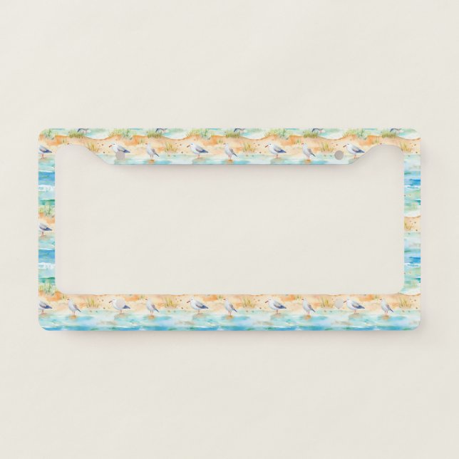 Coastal Sandpiper Shoreline Pattern (1) License Plate Frame (Front)