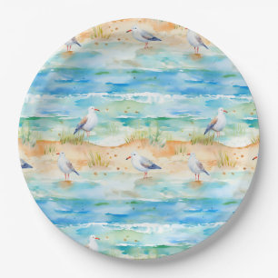 Coastal Sandpiper Shoreline Pattern (1) Paper Plates