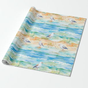 Coastal Sandpiper Shoreline Pattern (1) Wrapping Paper