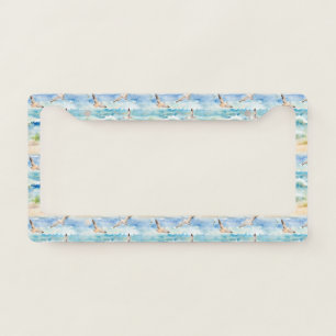 Coastal Sandpiper Shoreline Pattern (2) License Plate Frame