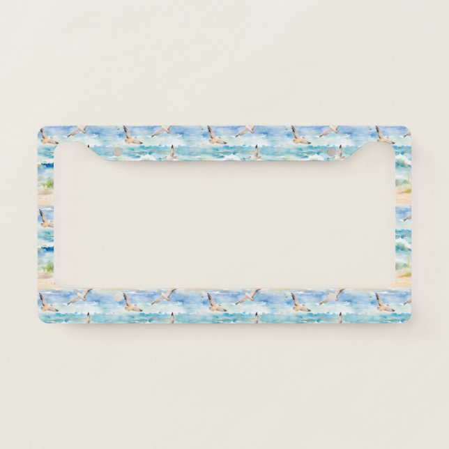 Coastal Sandpiper Shoreline Pattern (2) License Plate Frame (Front)