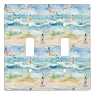 Coastal Sandpiper Shoreline Pattern (2) Light Switch Cover