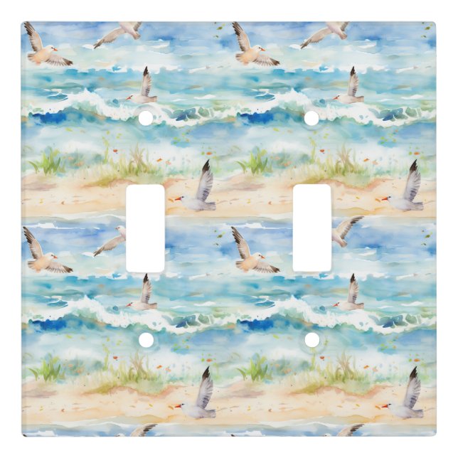 Coastal Sandpiper Shoreline Pattern (2) Light Switch Cover (Front)