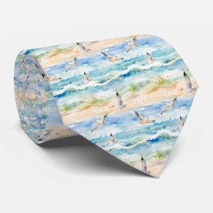 Coastal Sandpiper Shoreline Pattern (2) Neck Tie