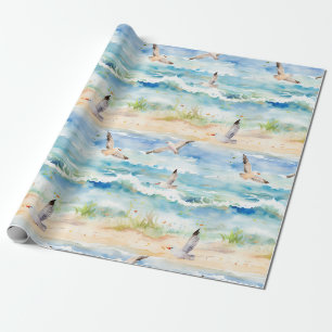 Coastal Sandpiper Shoreline Pattern (2) Wrapping Paper