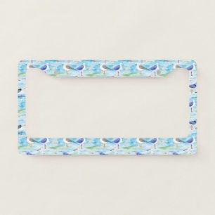 Coastal Sandpiper Shoreline Pattern (3) License Plate Frame