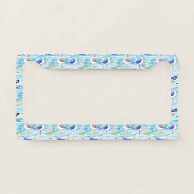 Coastal Sandpiper Shoreline Pattern (3) License Plate Frame (Front)