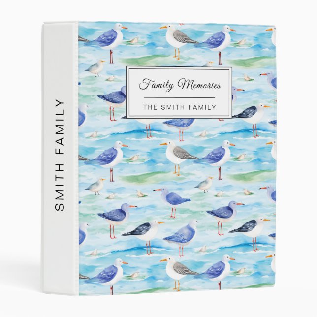 Coastal Sandpiper Shoreline Pattern (3) Mini Binder (Front/Spine)