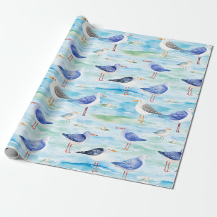 Coastal Sandpiper Shoreline Pattern (3) Wrapping Paper