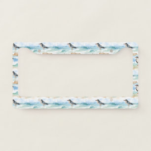 Coastal Sandpiper Shoreline Pattern (4) License Plate Frame