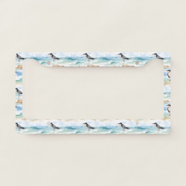 Coastal Sandpiper Shoreline Pattern (4) License Plate Frame (Front)