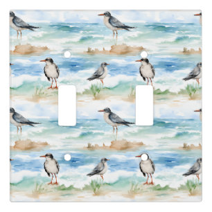 Coastal Sandpiper Shoreline Pattern (4) Light Switch Cover