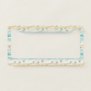 Coastal Sandpiper Shoreline Pattern (5) License Plate Frame