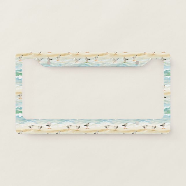 Coastal Sandpiper Shoreline Pattern (5) License Plate Frame (Front)