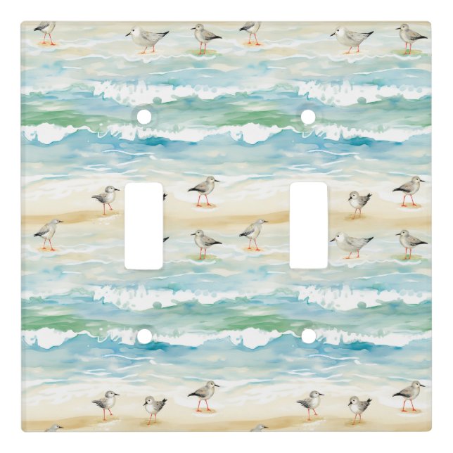 Coastal Sandpiper Shoreline Pattern (5) Light Switch Cover (Front)