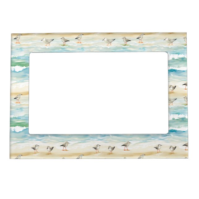 Coastal Sandpiper Shoreline Pattern (5) Magnetic Frame (Front)