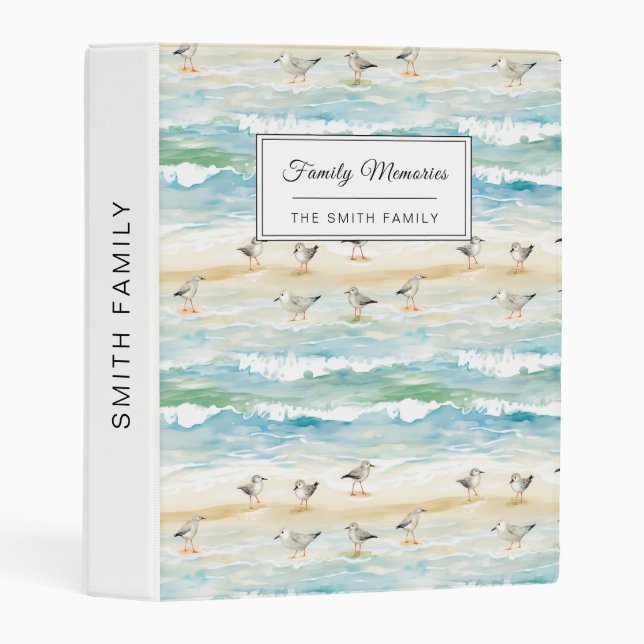 Coastal Sandpiper Shoreline Pattern (5) Mini Binder (Front/Spine)