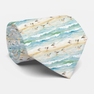 Coastal Sandpiper Shoreline Pattern (5) Neck Tie