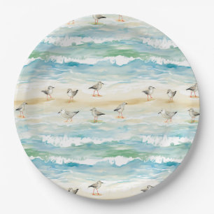 Coastal Sandpiper Shoreline Pattern (5) Paper Plates