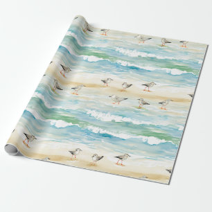 Coastal Sandpiper Shoreline Pattern (5) Wrapping Paper