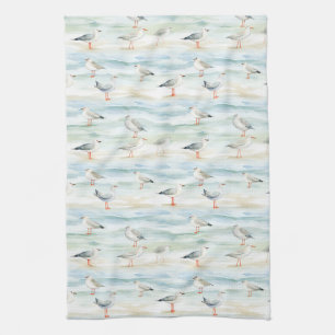 Coastal Sandpiper Shoreline Pattern (6) Kitchen Towel
