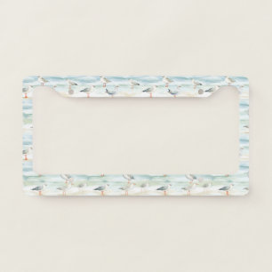 Coastal Sandpiper Shoreline Pattern (6) License Plate Frame